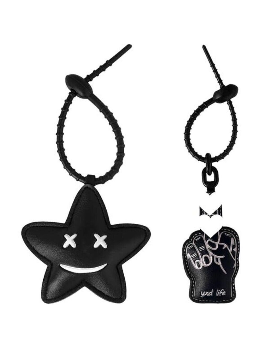 2Pcs Leather Bag Charms for Handbag Funny Black Purse Charms finger Star - Picture 9 of 9